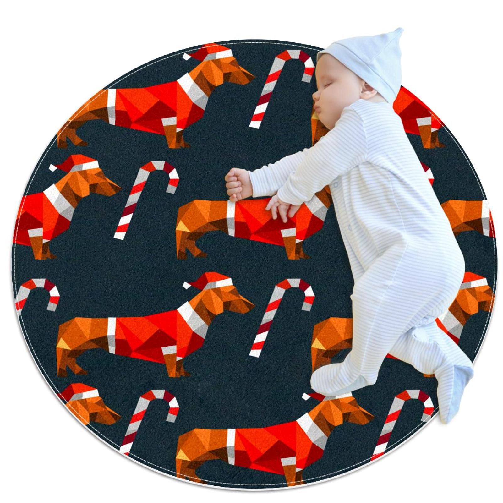 Tapis rond Teckel 80x80cm antidérapant pour salon
