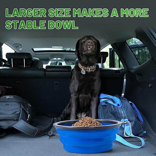 Vista 29 de SLSON - Tazón plegable portátil para perros, gatos y mascotas con 2 mosquetones para paseos, estacionamiento y viajes, para agua y comida