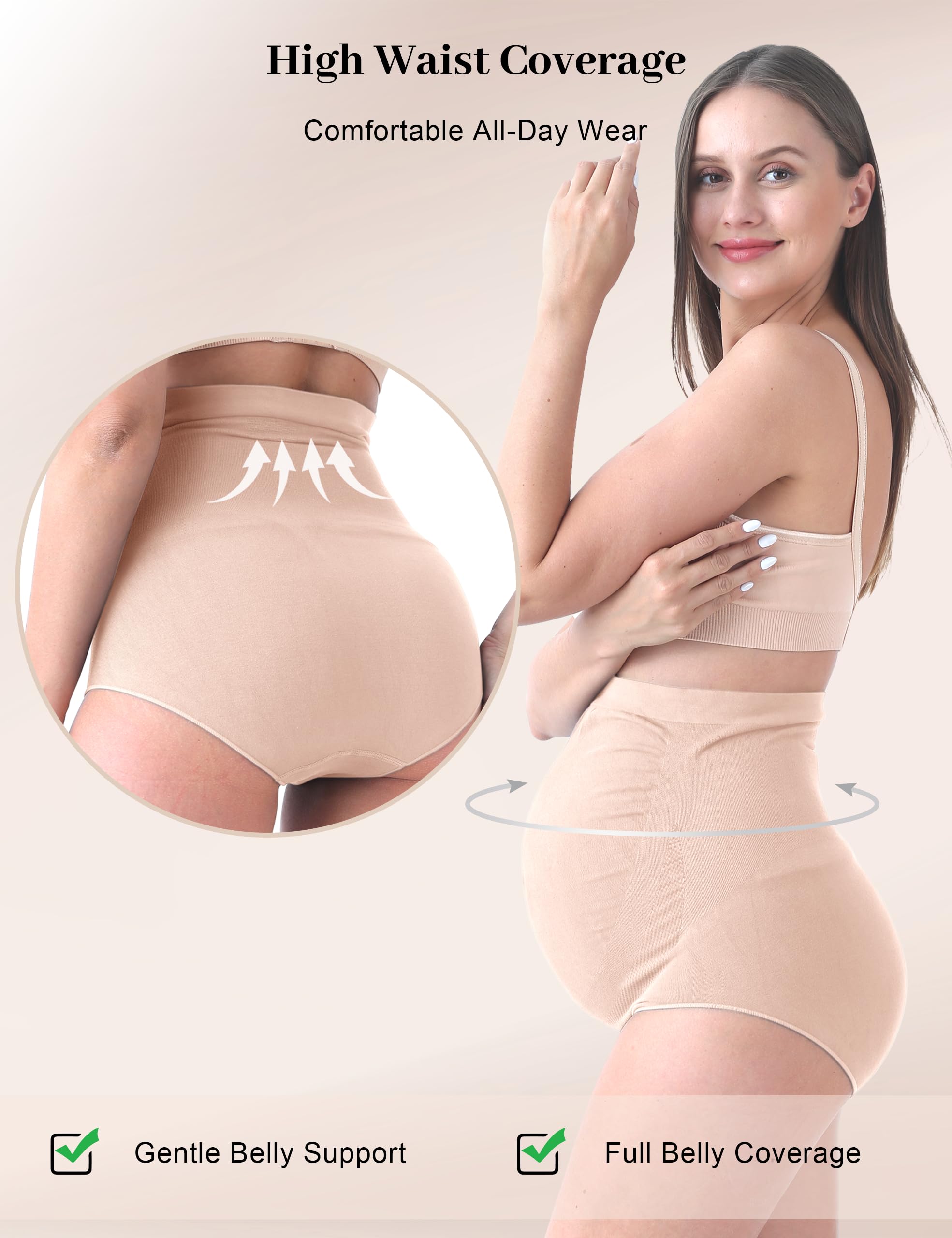 SUNNYBUY Women's Maternity High Waist Underwear Pregnancy Seamless Soft Hipster Panties Over Bump - 5