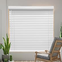 Cordless Faux Wood Blinds 27" W x 36" H, 2 Inch Slat Horizontal Windows Blinds with Crown Valance, Room Darkening Blinds, White Blinds for Home Interiors.