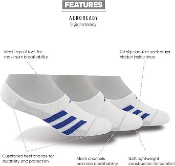 adidas Men's Superlite Stripe Super No Show Socks (3-Pair)
