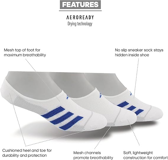 adidas Men's Superlite Stripe Super No Show Socks (3-Pair)