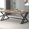 LVB Rustic Large Computer Desk, Industrial Extra Long Home Office Desk, Wood Pc Writing Work Study Computer Table Desk, Farmhouse Workstation Gaming Executive Desk for 2 Person, Rustic Oak, 180 cm