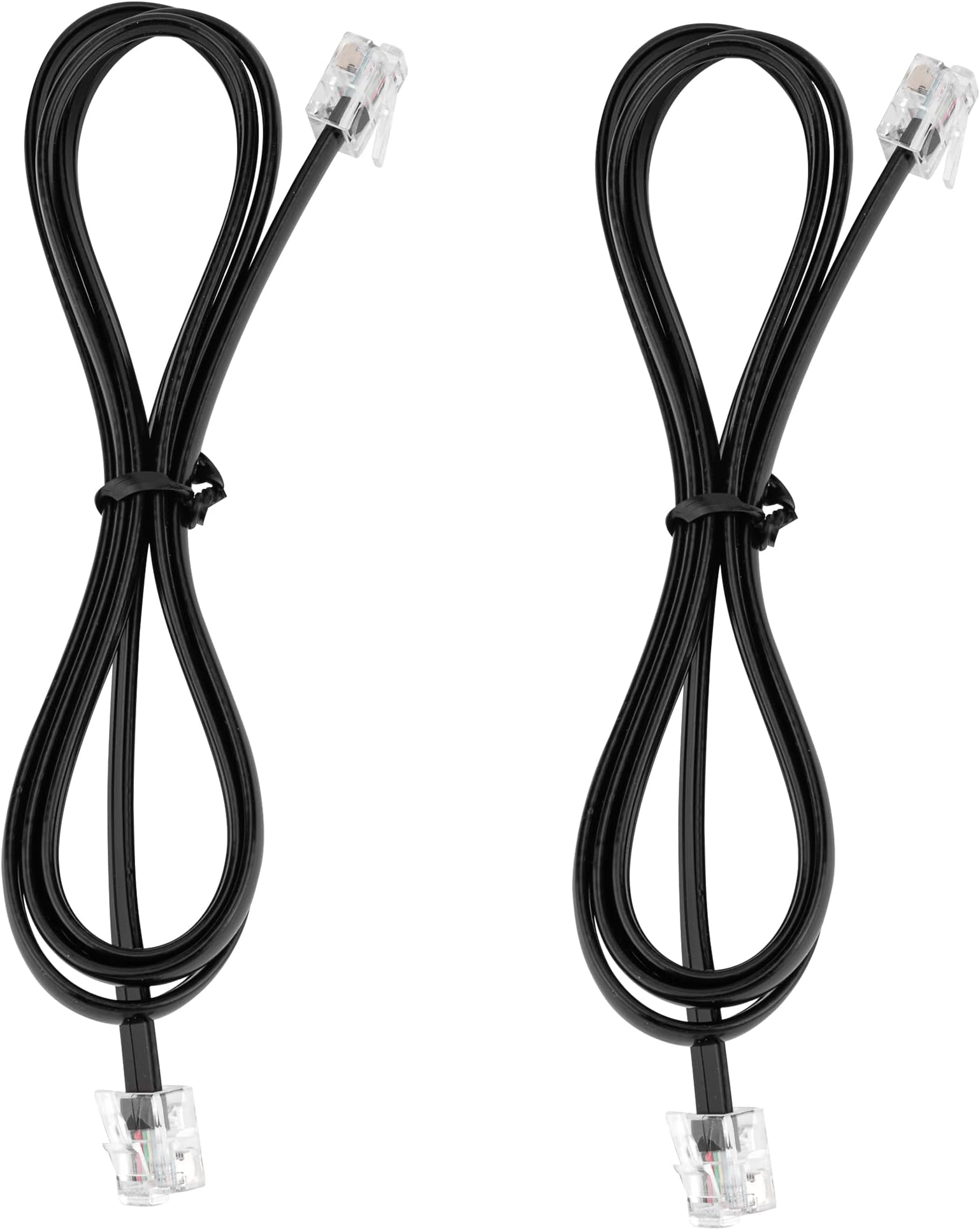 LanSenSu RJ12 Cable Phone Cord RJ12 6P6C Male to Male Straight Wired for Both Data and Voice Use - 2Pack (Black, 3.3FT)