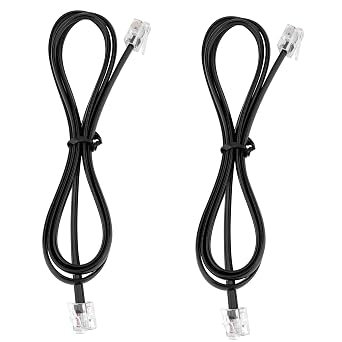 LanSenSu RJ12 Cable Phone Cord RJ12 6P6C Male to Male Straight Wired for Both Data and Voice Use - 2Pack Black, 3.3FT