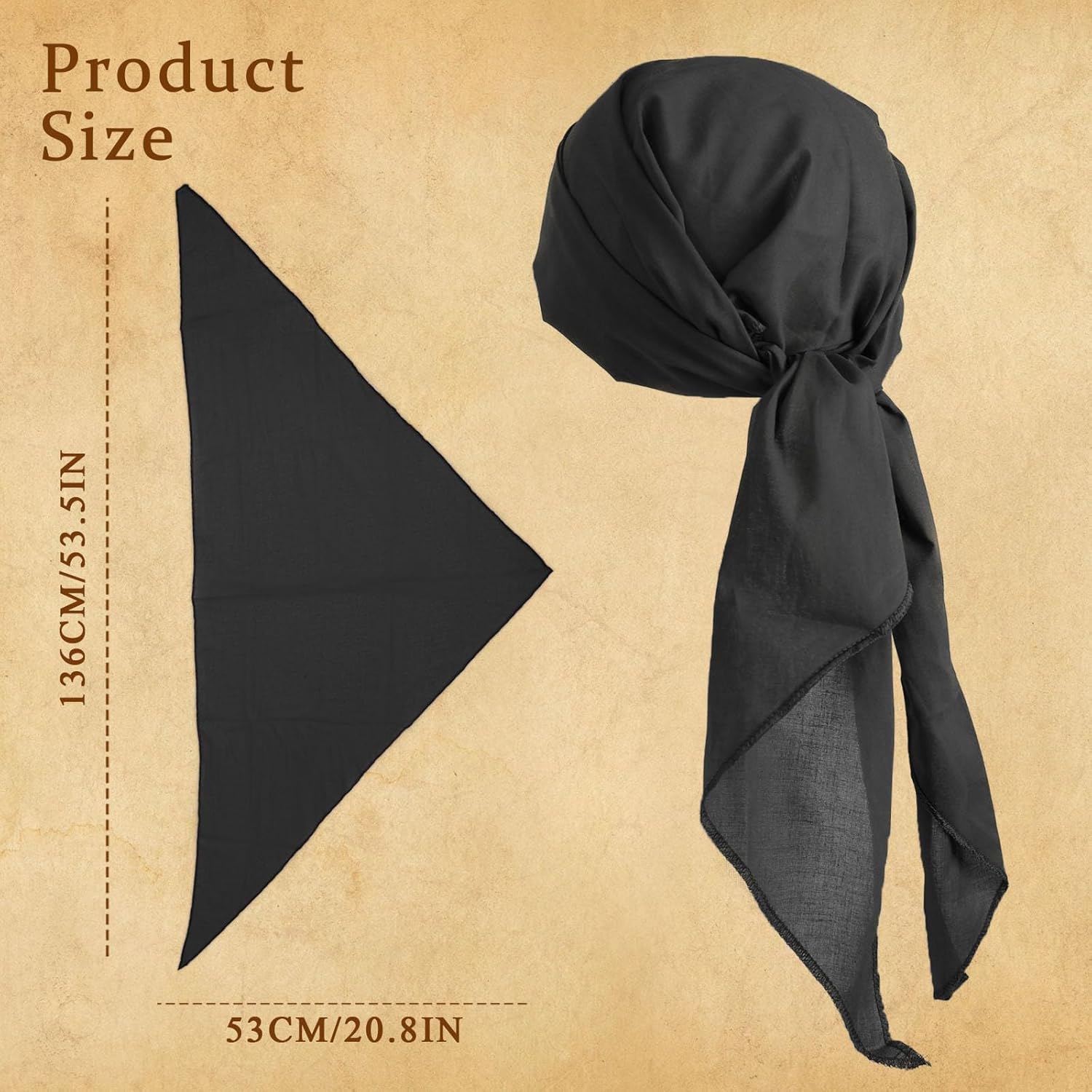 Cotton Pirate Costume Accessories Set for Men And Women Head Scarf Sash Belt Dress With Earring And Necklace - Image 2