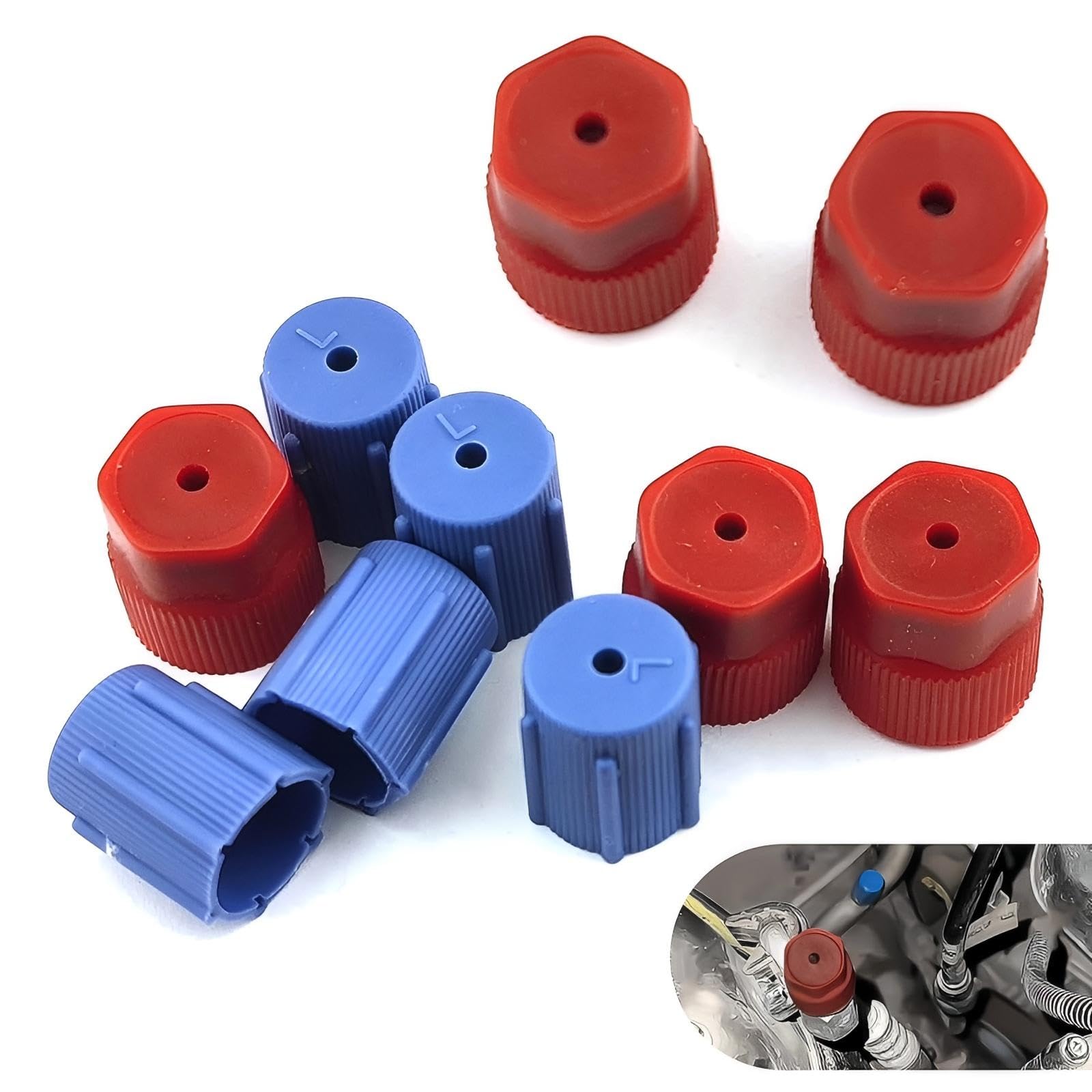 Eratus 10 PCS AC Caps, 13 mm 16 mm High-pressure and Low-pressure Leak-proof Sealing Cap with Rubber Ring, Perfect Fit Air-conditioning Port Service
