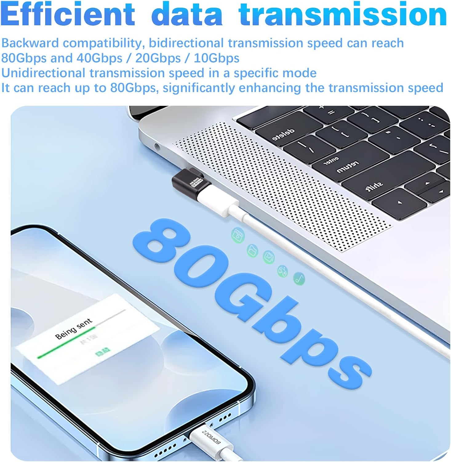 Duttek 80Gbps USB C 90 Degree Adapter, 240W PD Right Angle USB C Male to Female Adapter Support 8K@60Hz, 90 Degree Type C Extension Converter for Thunderbolt 5/4, iPhone 16, Steam Deck, 3 Pack