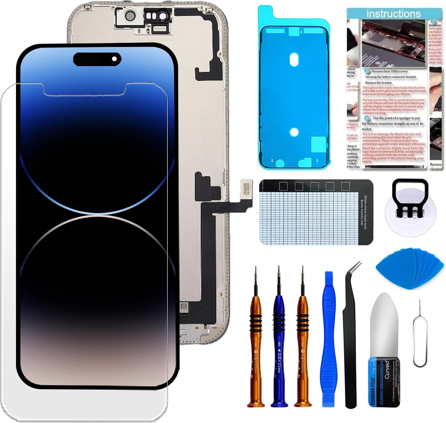 OLED Screen for iPhone 17 Replacement Screen [Soft OLED with True Tone, NOT Hard LCD], Full HD Digitizer Assembly with Repair Tools Kit, Waterproof Adhesive, Screen Protector & Video Guide
