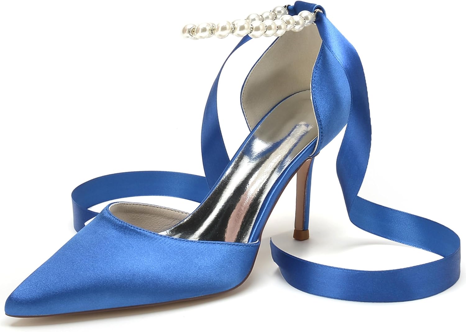 Strappy Bow Sandalen Vrouwen Pomp Puntschoen Hoge Hak Glitter Strass,Enkelbandje Satijn Hakken Bruidsschoenen voor Bruid Prom Party Schoenen Sandalen