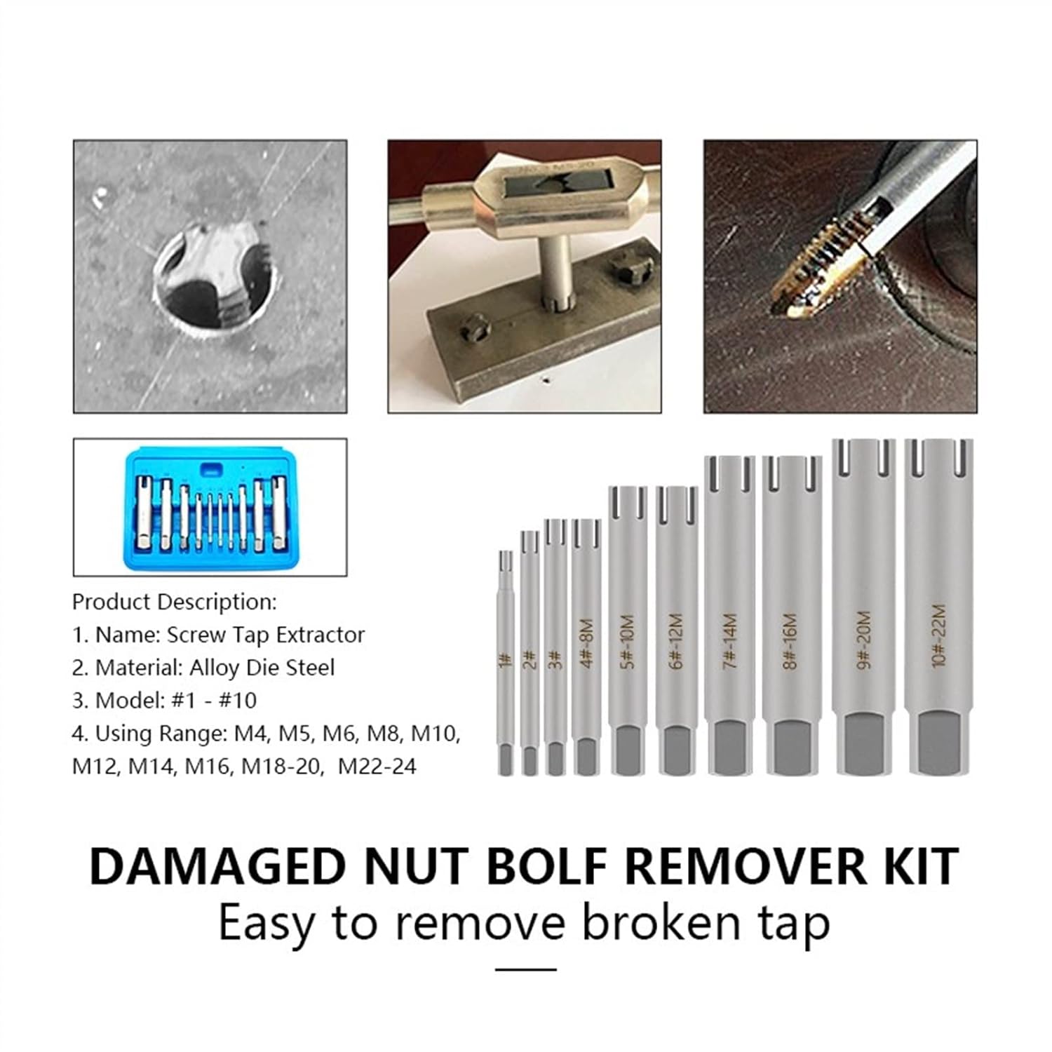Damaged Screw Tap Extractor Broken Screw Tap Remover Tool Wrench Set Drill Bit 1Pcs (Size : M16)