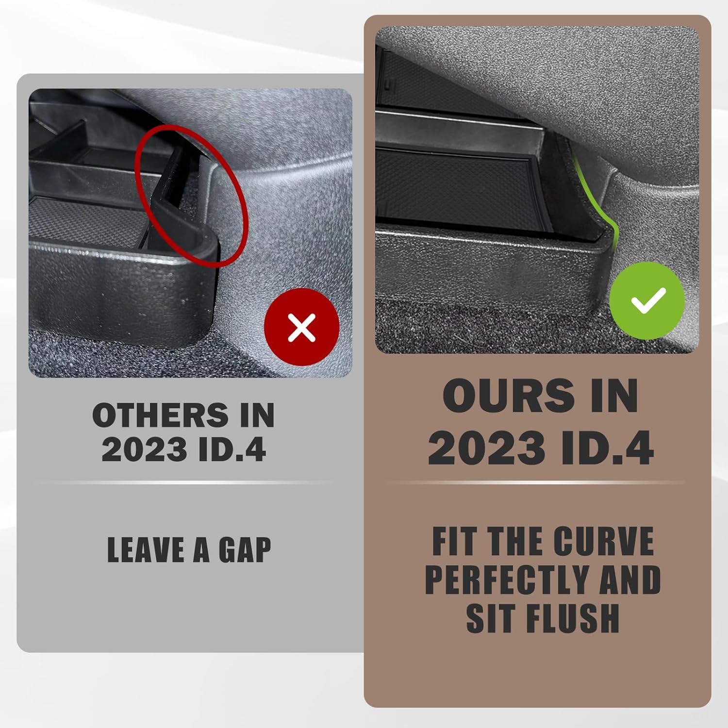 Muslogy for 2023-2025 2026 VW ID.4 Center Console Tray & Lower Organizer 2PCS Set Interior Storage Insert Box Floor Storage Tray Compatible with Volkswagen ID 4 2023 2024 2025 2026 (Console+Lower)