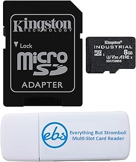 Kingston 8GB Industrial Micro SD Card Class 10 UHS-I with Adapter (SDCIT2/8GB) Bundle with (1) Everything But Stromboli MicroSD & SD Memory Card Reader