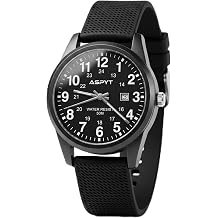 Men Black Watch, Military Analog Quartz Watch for Men, Ultra Thin 5ATM Waterproof Large Face Wrist Watches with Date for Women Kids Boys Running Sports Outdoor