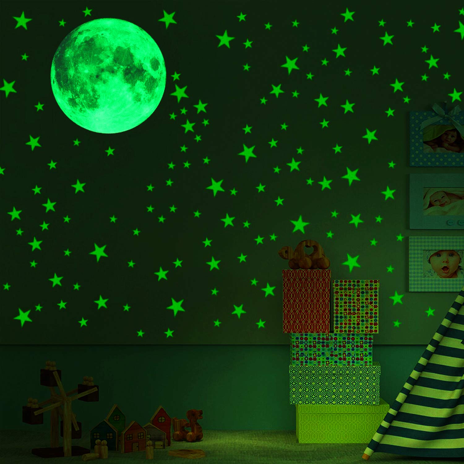 334 Pcs Glow in Dark Stars and Moon, Glow in The Dark Wall Stickers