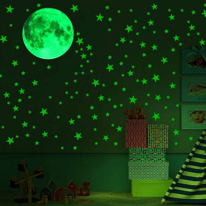 334 Pcs Glow in Dark Stars and Moon, Glow in The Dark Wall Stickers