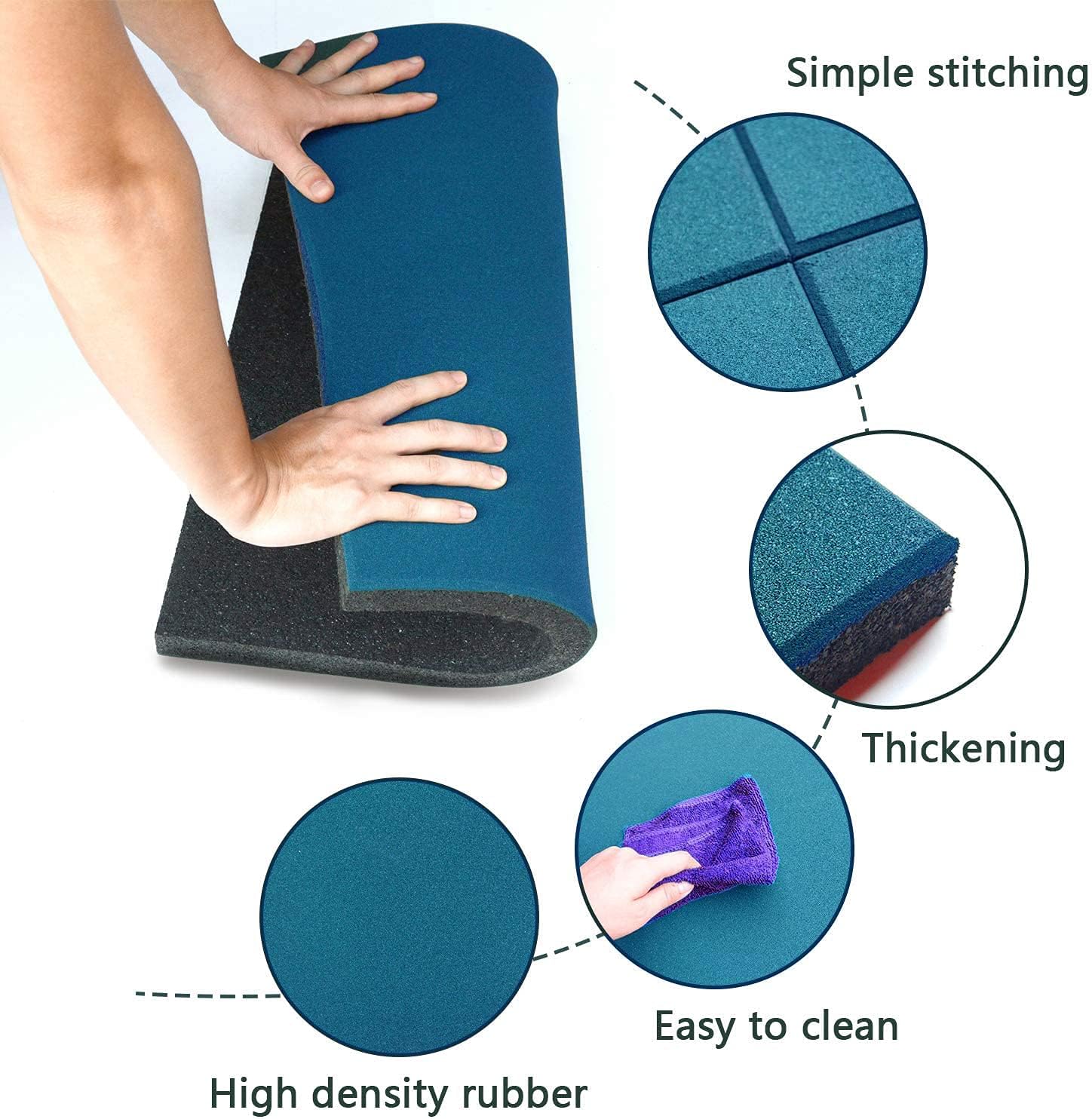 MYOYAY 1.2" Thick Interlocking Tiles 4 Pack 20" x 20” Rubber Flooring Mats Non-Slip Heavy-Duty Mats for Playground, Indoor and Outdoor Gym Floor, Sport Floor, Backyard Play Area - - 