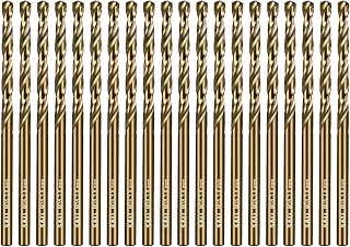 SALI Set of 20 Drill Bit M35 HSS Cobalt with Spiral Drill Tips 3 mm, HSS-Co, for Wood, Metal, Plastic, Aluminium, Hard Plastic, Stainless Steel