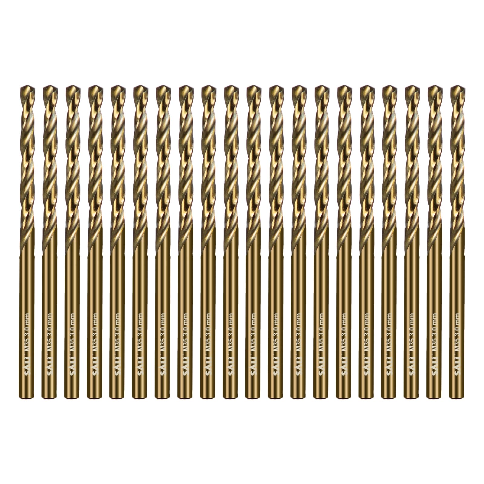 SALI 20 piezas M35 HSS Juego de brocas de cobalto con broca espiral 3mm HSS-Co broca de acero broca de hierro juego de brocas de metal para madera, metal, plástico, aluminio, plástico duro, acero