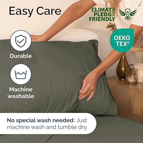 Vista 1674 de Juego de sábanas de 4 piezas tamaño king, extrasuaves, transpirables y refrescantes con esquinas profundas, sábanas de fácil ajuste y sin arrugas