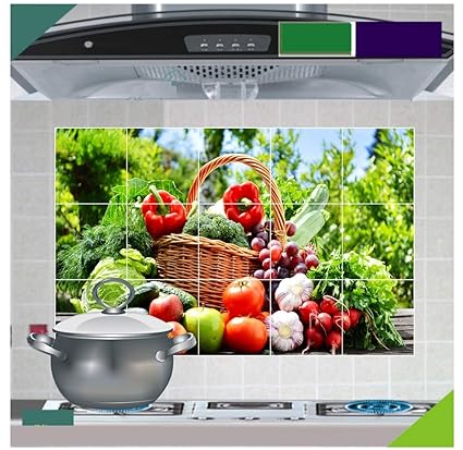 Asmi collection Vinyl Fresh Vegetables Wall Sticker, (Multicolour, 90 x 60 cm, 20 in)