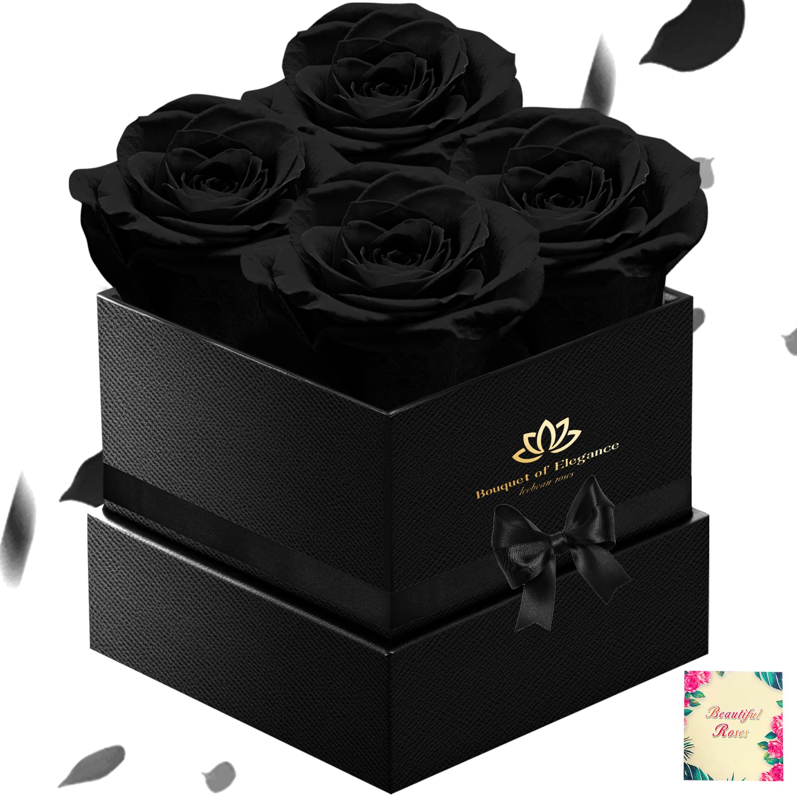 Black Forever Roses - Regalo de lujo para mujeres/hombres, ramo de flores frescas para novia, esposa, mamá, aniversario, día de San Valentín, boda, graduación, Navidad, cumpleaños, regalos únicos para