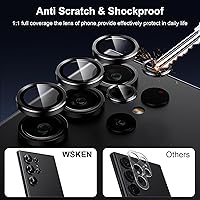 Vista 3 de WSKEN for Samsung Galaxy S24 Ultra Camera Lens Protector, Ultra Thin Scratch Resistant 9H Tempered Glass with Aluminum Metal Circle Camera Screen
