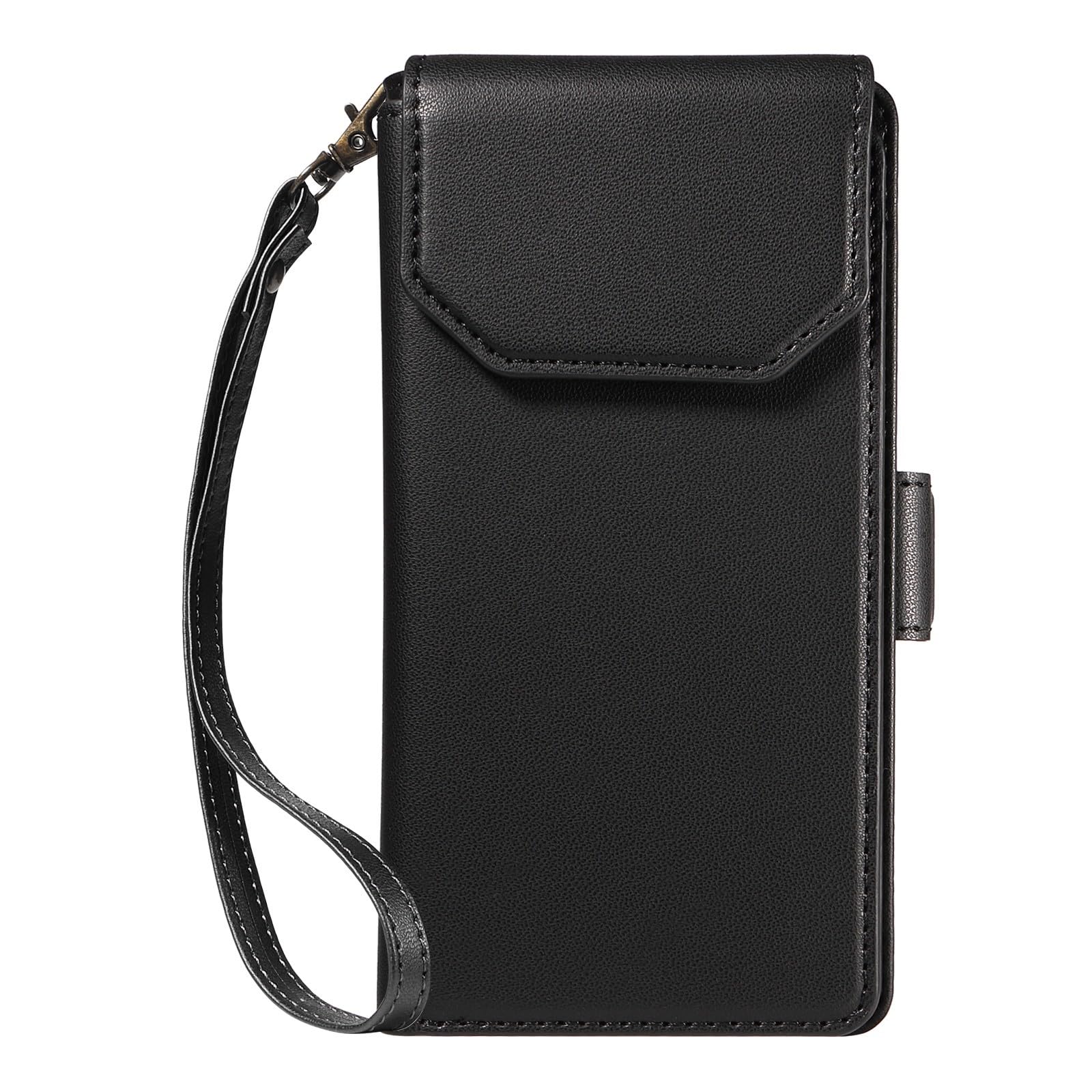 Étui iPhone 16e noir compatible avec fentes verticales et portefeuille en cuir - 8