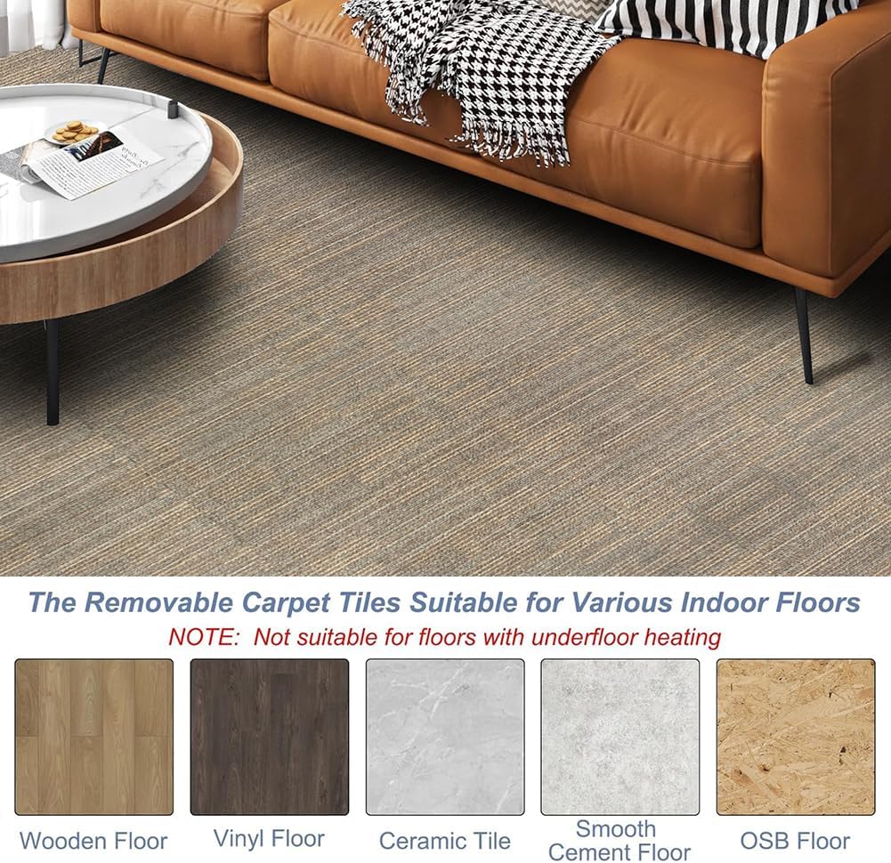 ALTRUISTIC Heavy Duty Bedroom Carpet Tiles, 24" x 24", Non-Slip Soft Commercial Square Floor Tile, 18 Pieces/72 sq ft, FlexLok Tabs Included, for Office Living Room Kitchen Basement Gym
