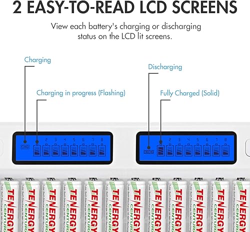 Miniatura 3 de Tenergy TN438 16-bay auto-detectar AA/AAA NIMH/NICD Protección integrado IC LCD Inteligente cargador de batería
