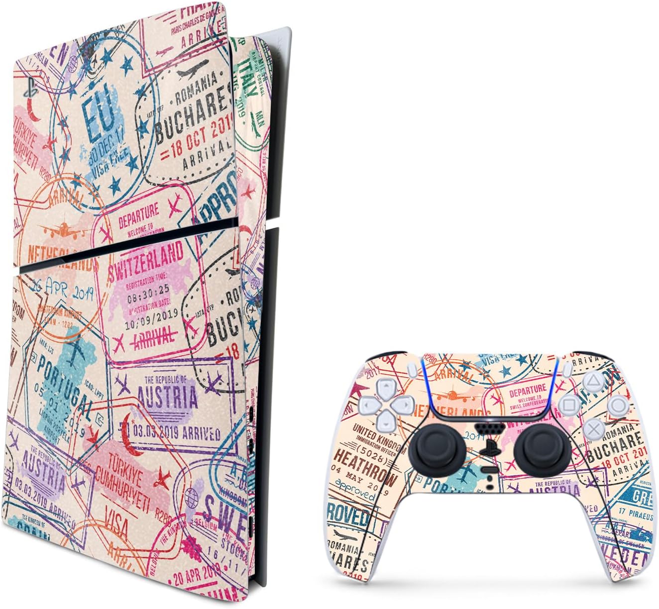 MightySkins Glossy Glitter Skin Compatible with Playstation 5 Slim Digital Edition Bundle - Ive Been Everywhere | Protective, Durable High-Gloss Glitter Finish | Easy to Apply | Made in The USA