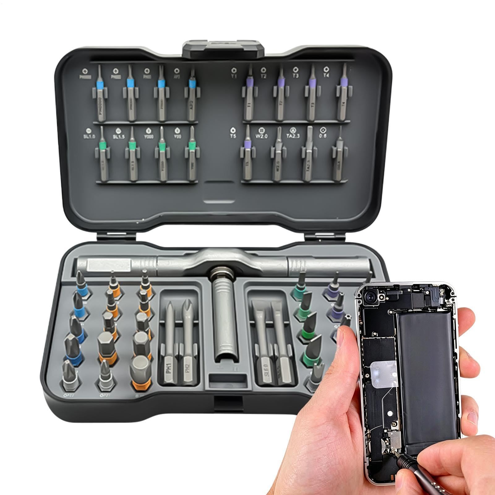 Tournevis Magnétique Multi-usage avec Coffret de Précision et Poignée Détachable