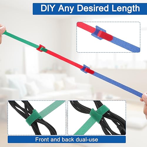 Miniatura 4 de 100 organizadores de cables ajustables multiusos, 8 pulgadas, reutilizables, coloridos cables de gestión de cables, bridas de cables, lazos de