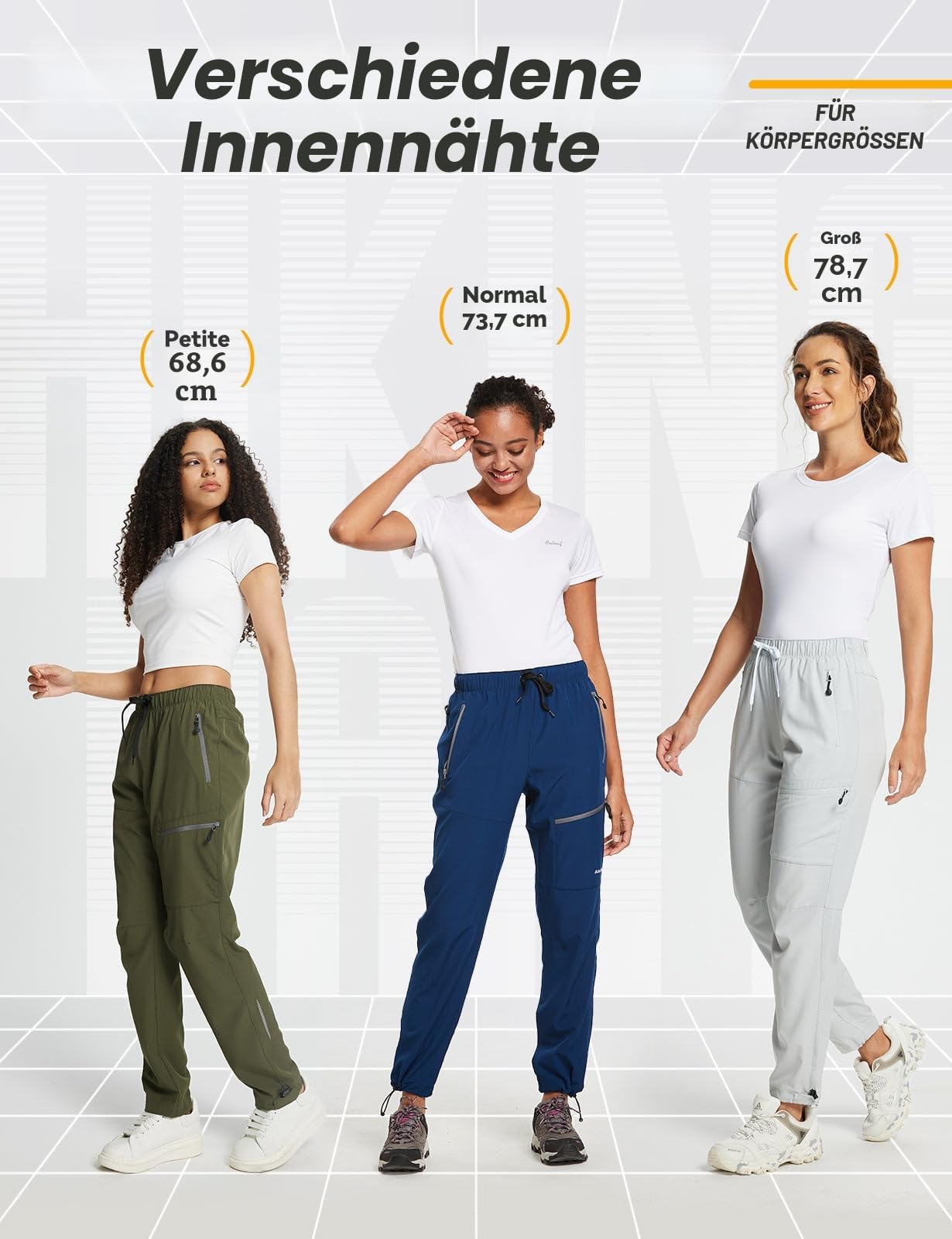baleaf Damen Outdoorhose Wanderhose Wasserdicht Schnelltrocknend Leicht Trekkinghose Capris UV Schutz UPF 50 Funktionshose mit Reißverschlusstasche