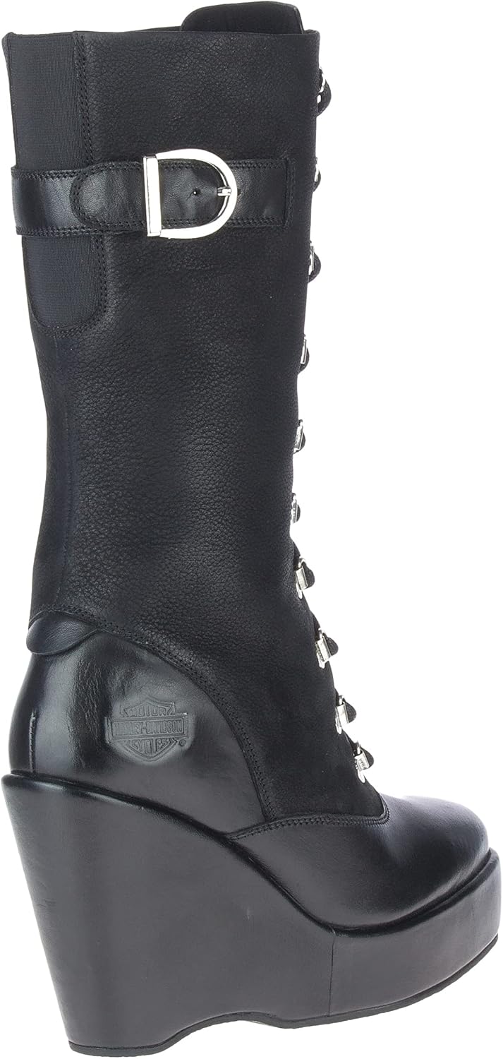 Harley-Davidson Women's Celina Black 10.75-Inch Fashion Wedge Boots, D84732