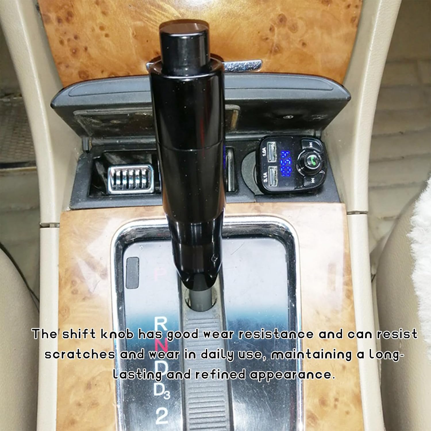 Automatic Shift Knob with Push Button, 5.7" Weighted Shifter Lever Handle Car Gear Head with Adapters, Aluminum Alloy Gear Shifting Lever for Most Auto Transmission Vehicle (Black)