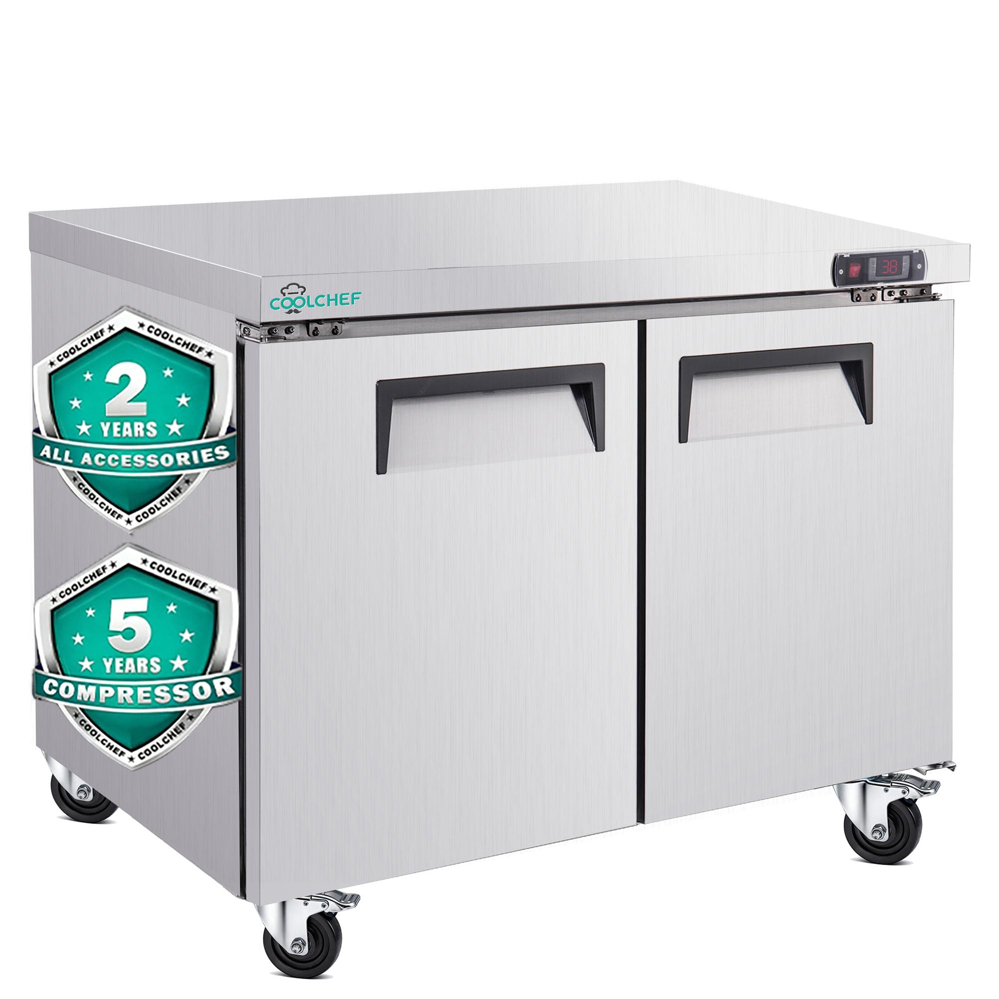 okeyolive 8 cu ft Compact Fridge Stainless Steel