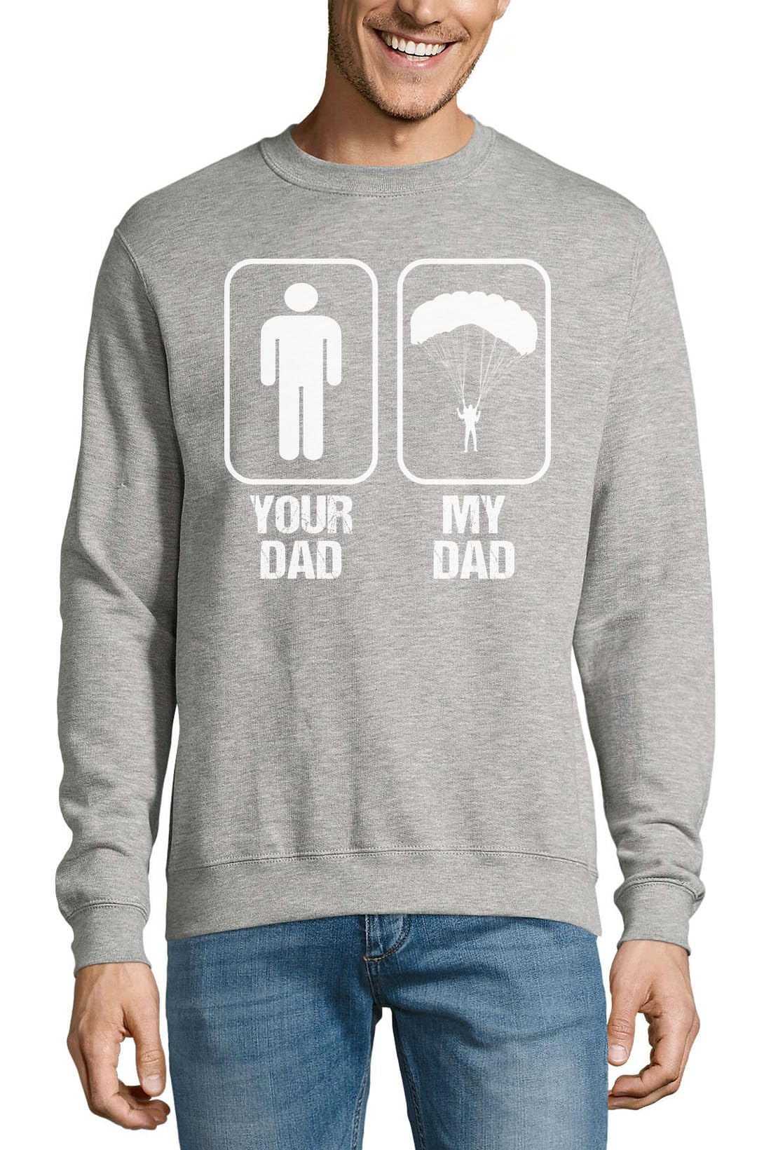 'Your Dad My Dad Is Skydiver' białe logo bawełniany sweter bluza sweter sweter szary