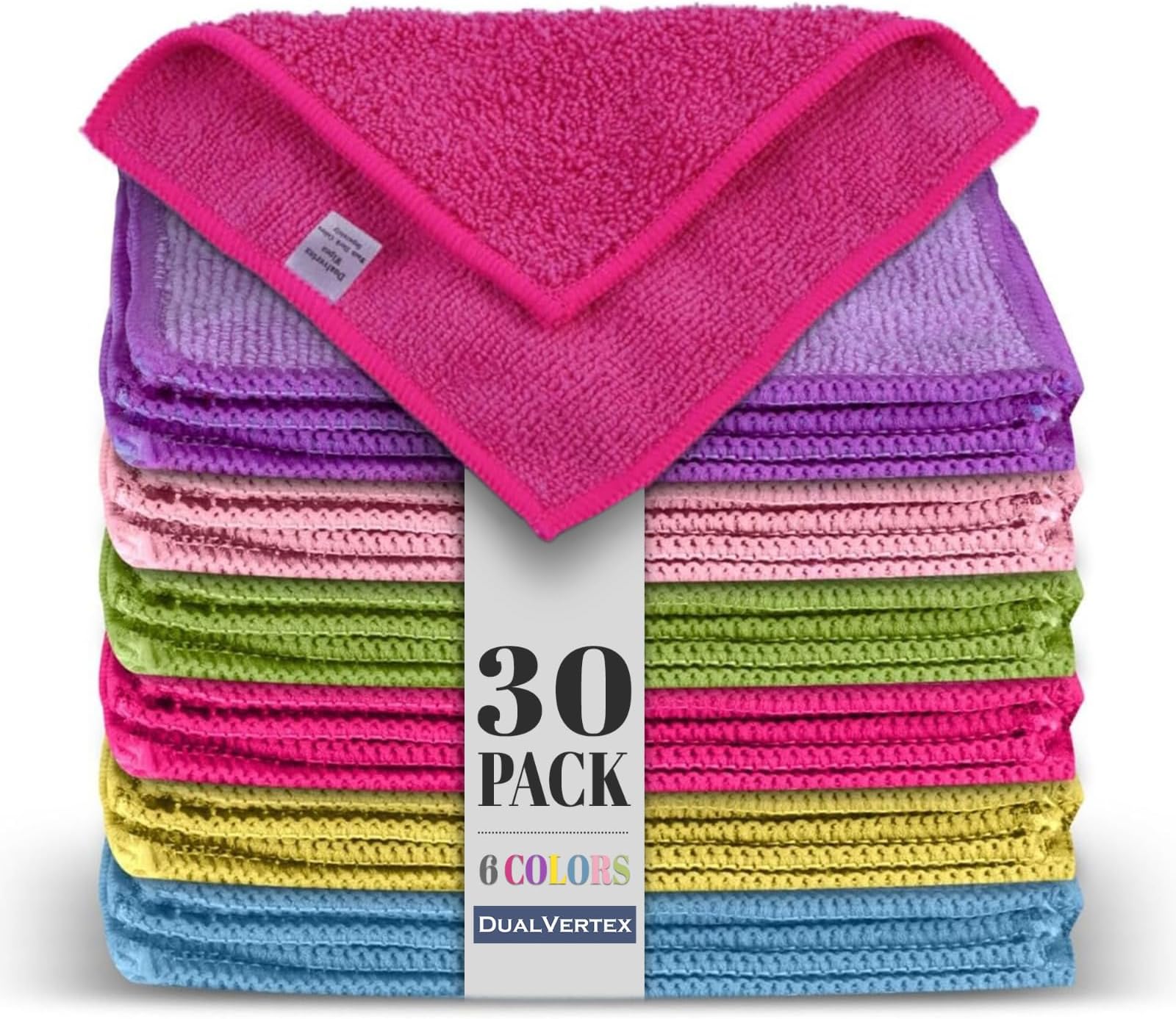 30 Pcs Reusable Microfibre Makeup Remover Wipes with Laundry Bag | Made from 300 GSM Microfiber 15 x 15cm Palm Size Daily Facial Cleansing Wipes - Gently Lifts Makeup, Oil, and Dirt From Skin