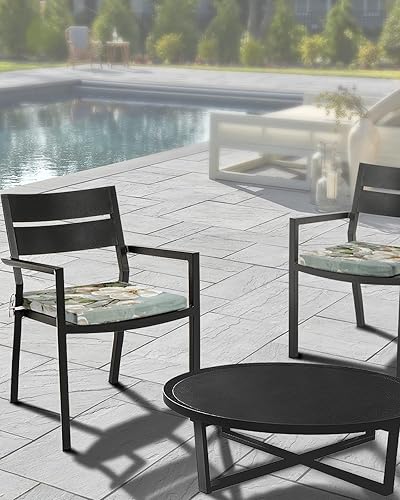 Miniatura 3 de Paquete de 4 fundas de cojín impermeables de flores retro con lazos, elegante tulipán para silla de patio al aire libre, fundas de repuesto para