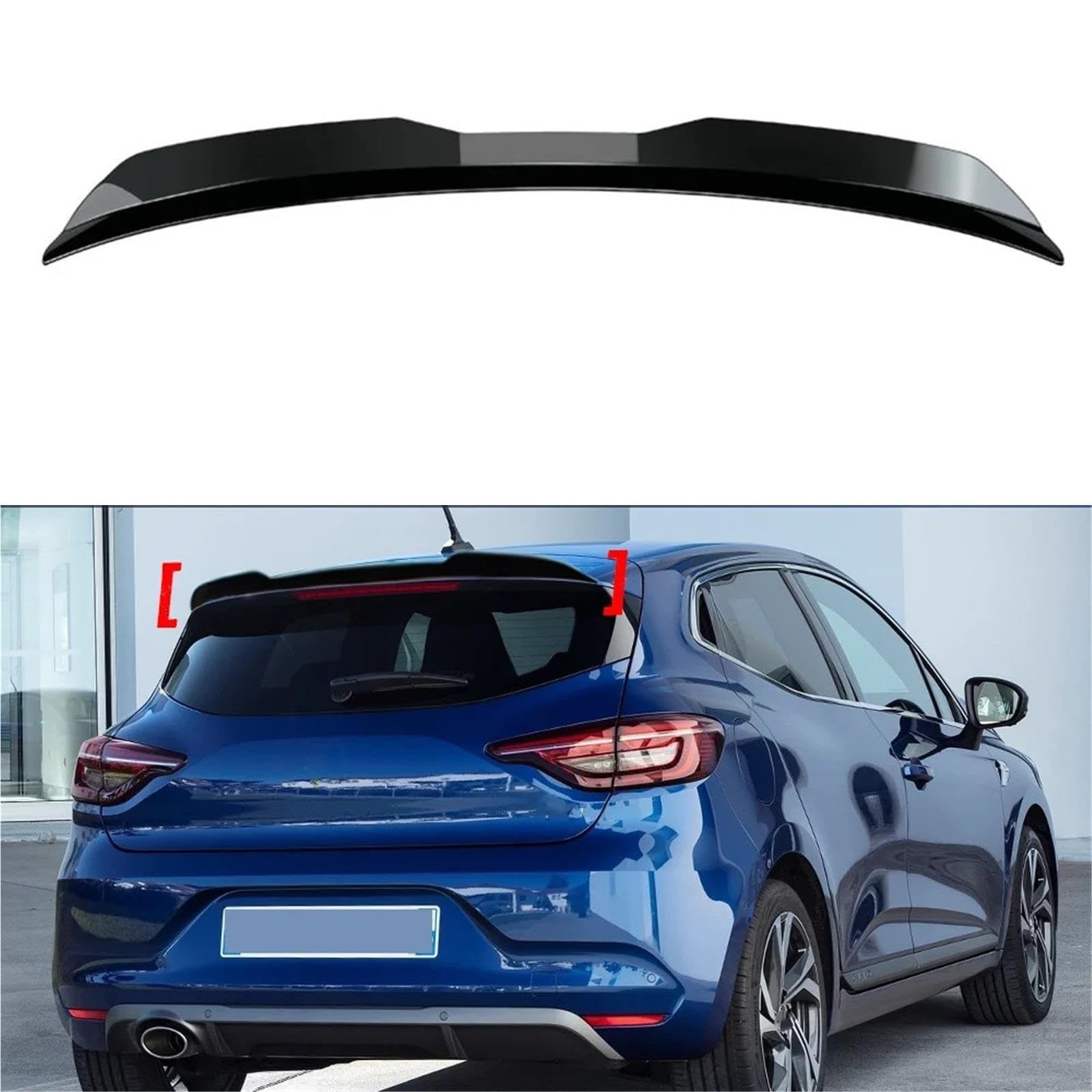 spoiler samochód warga ochronna Pasuje do Renault, pasuje do Clio MK5 5 2019 2020 2021 2022 2023 2024, tylny spojler samochodu, klapa bagażnika, dach, tuning(Carbon Fiber Look)