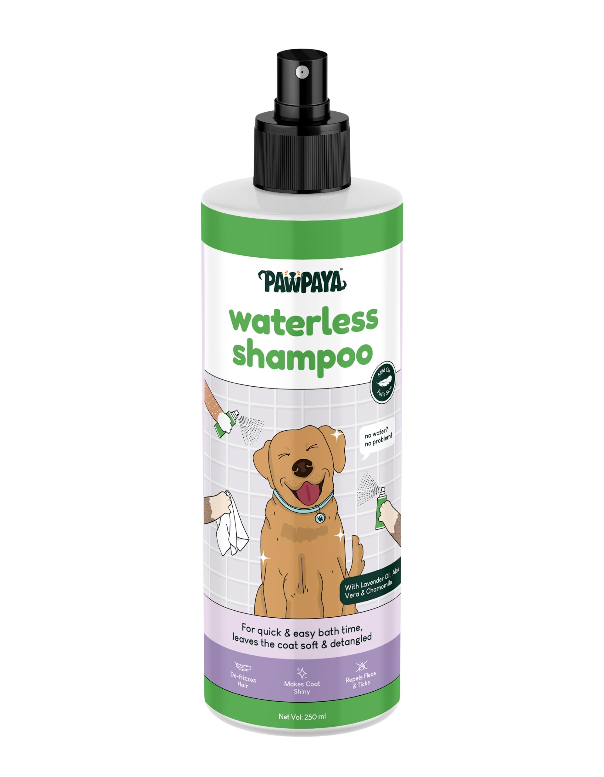 Pawpaya Waterless Spray Shampoo for Dog 100% Vegan, Sulphate & Paraben Free Fresh Fragrance Also Repels Tick & Fleas, 250 ml (B0C93R2PK6) Amazon Price History, Amazon Price Tracker