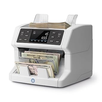 Safescan 2885-S Money Counter Machine with Counterfeit Detection, Multi-Currency, Mixed Denomination, Bank Quality, High-Speed Counts and Sorts 1,200 Bills per Minute, 7 Point Counterfeit Check
