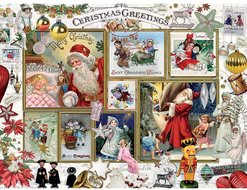 Bits and Pieces - 1000 Teile Puzzle für Erwachsene 50 x 68,6 cm – Weihnachtsgrüße – 1000 Stück Weihnachtsmann Elfen klassischer Nussknacker Kinder Puzzle von Künstlerin Barbara Behr