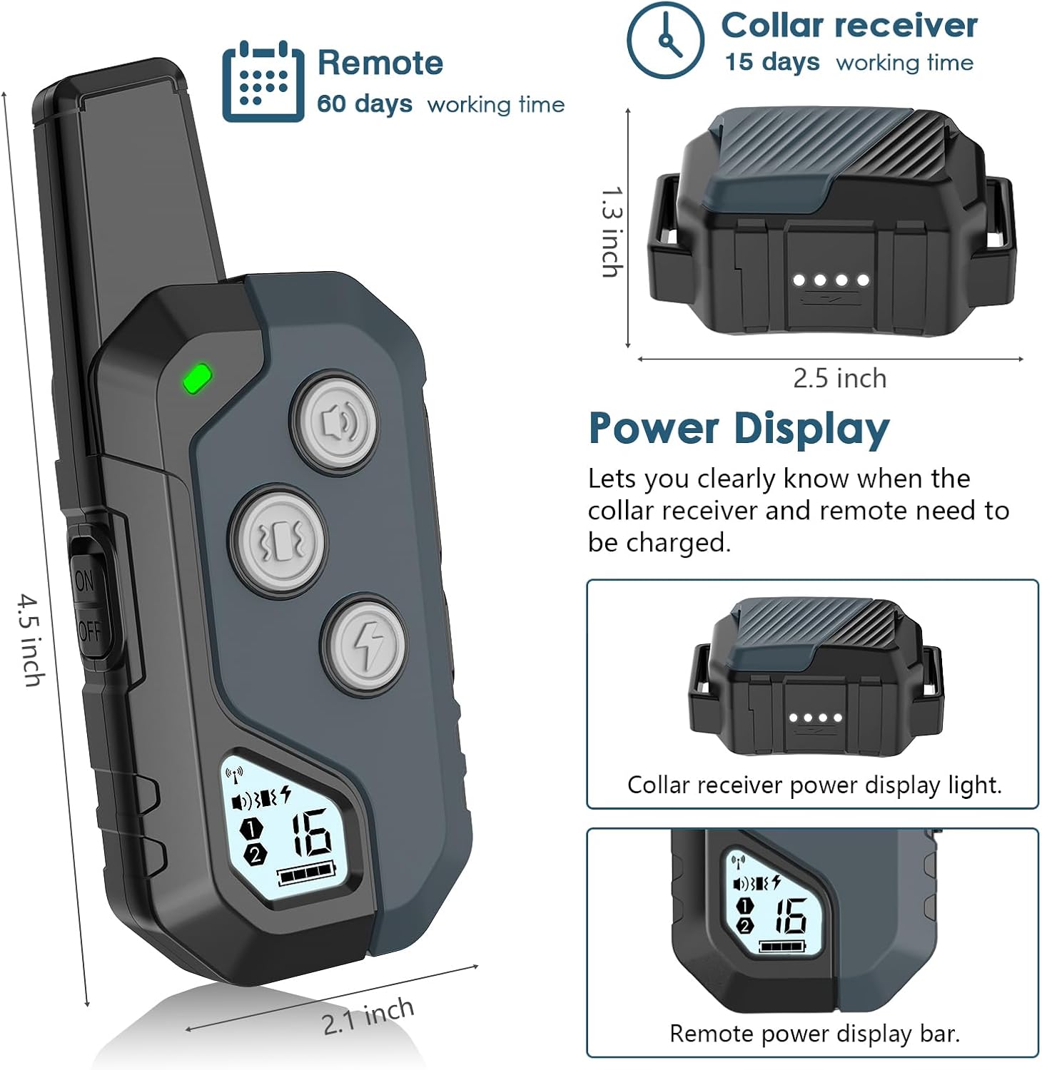 Shock Collar for Dogs, IP67 Waterproof Dog Training Collar with Remote, 3 Training Modes with Beep, Vibration, and Safe Static, Rechargeable E Collar for Large Medium