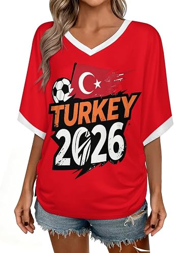 Germany Jersey 2026 World Cup Football Women's T-Shirt with Country Names Printed Flag Print Fan Item T-Shirt Summer Oversize Shirts V Neck Tee Shirt Suitable for Everyday Life Festivals and