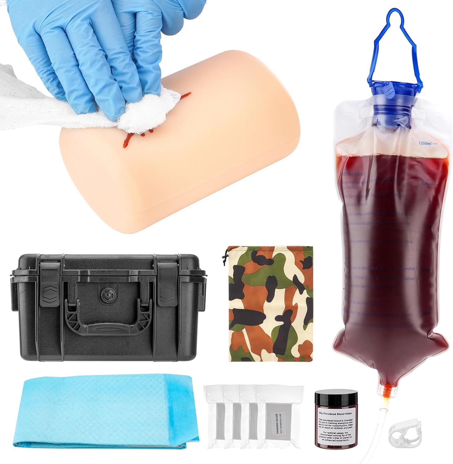 PER4MANCE Wound Packing Trainer Model: Stop The Bleed Kit with Accessories, Portable Storage Case for Medical & First Aid Training