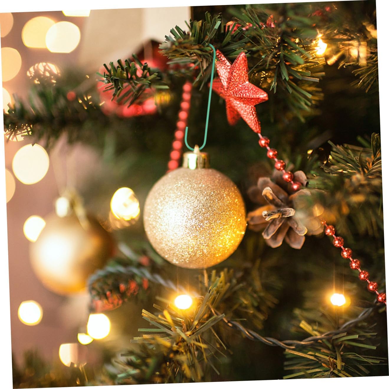 SHOWERORO 100pcs Multi-Functional Art Hooks for Christmas Tree Decorations Hanging Hooks for Ornaments Wreaths and More for Holiday Decor and Craft Projects