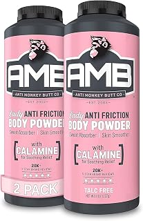 Anti Monkey Butt Lady Body Powder for Women - Talc-Free Calamine Chafing & Sweat Relief, Hypoallergenic 8oz Pack of 2