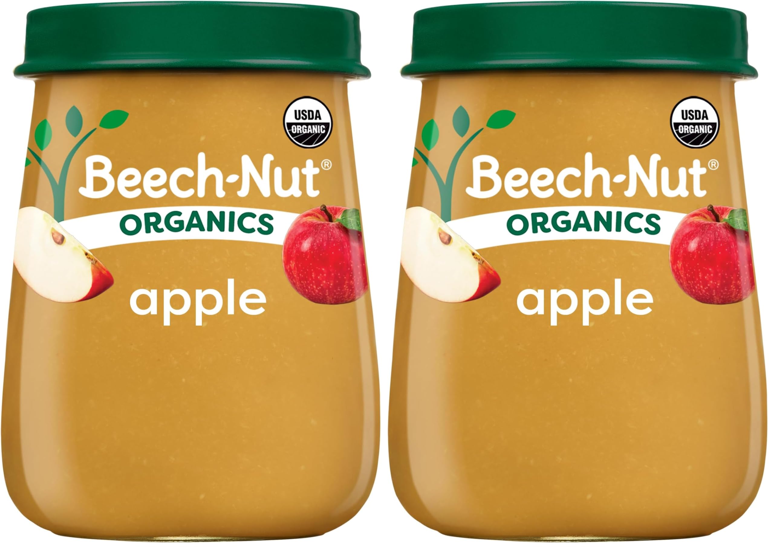 Beech-Nut Organic Baby Food Jars, Organic Apple Puree, Stage 1 Baby Food for Babies 4 Months and Up, Non-GMO, 4oz Glass Jars, 10ct (Pack of 2)